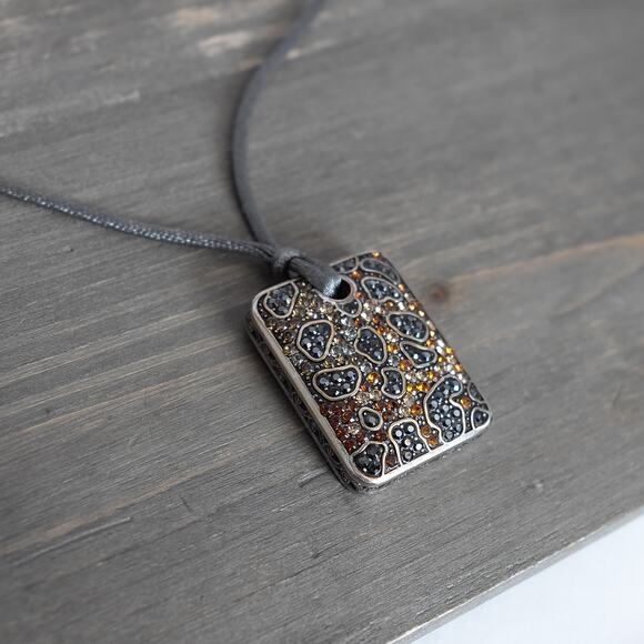 Brighton Leopard Totem Pendant Necklace Nylon Cord 16-18" Retired Design - Picture 3 of 7